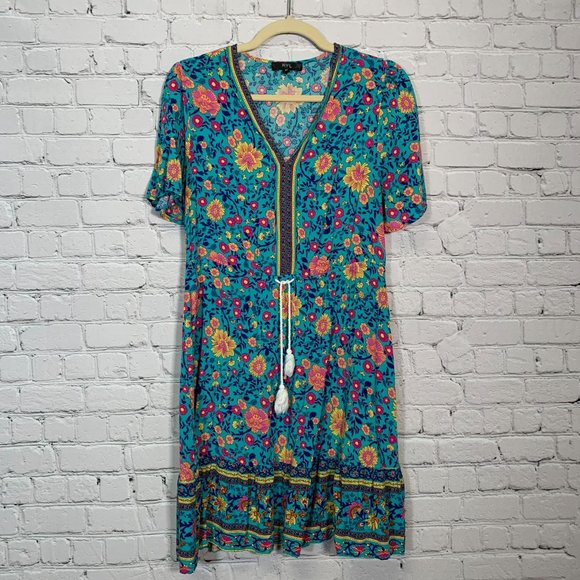 KYL Blue Floral Dress Size Medium - Picture 1 of 3